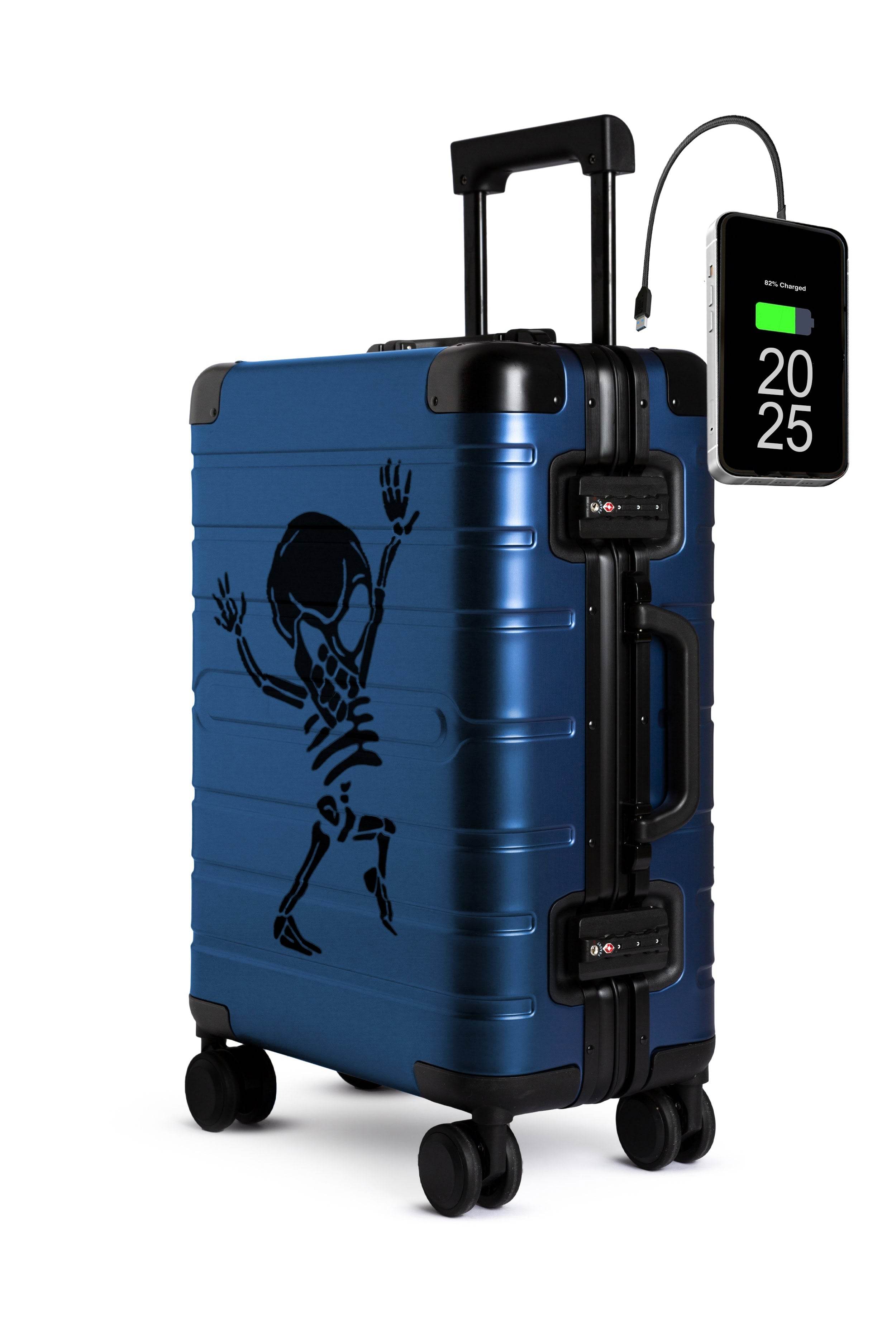 Hand Cabin Aluminum Luggage LEFTOVERS SKULL Front