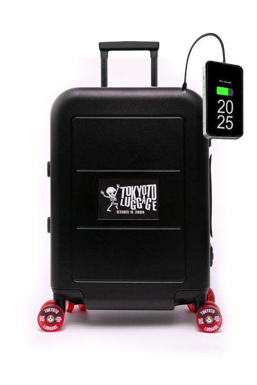 Cabin Suitcase with Skate Wheels Hand Luggage Front BLACK SAPPORO