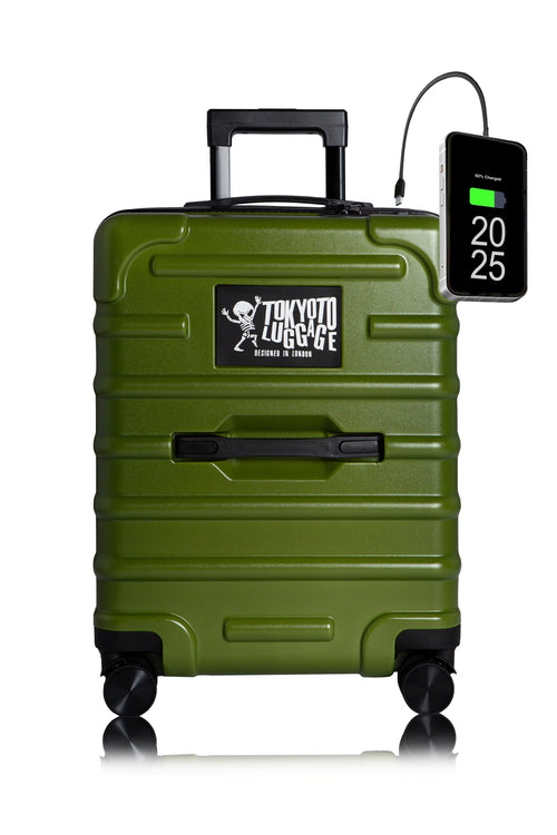 Hand Cabin Luggage Suitcase Antiscratch Front GREEN