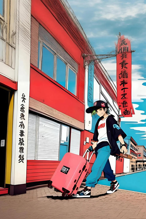 Teens using a Cabin Suitcase with Skate Wheels Hand Luggage CORAL TOKYO SKATE